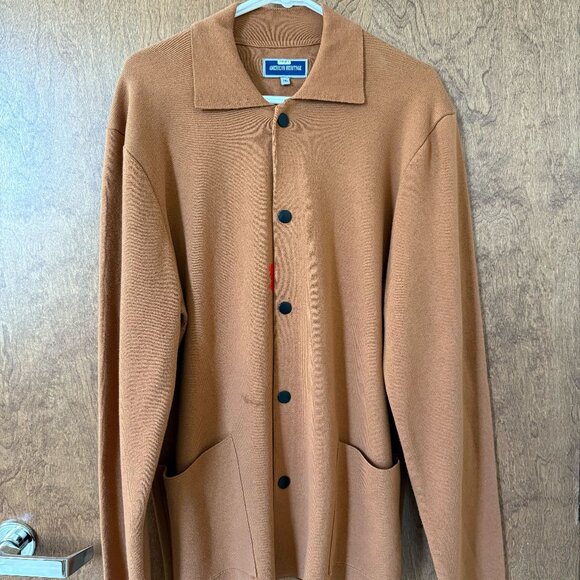 American Heritage Orange Birdseye Sweater Cardigan